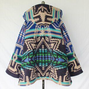 Pendleton Aztec Tribal Chief Joseph Wool blanket Cloak poncho Swing Jacket coat